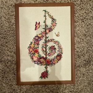 Floral Treble Clef Cross-Stitch Art
